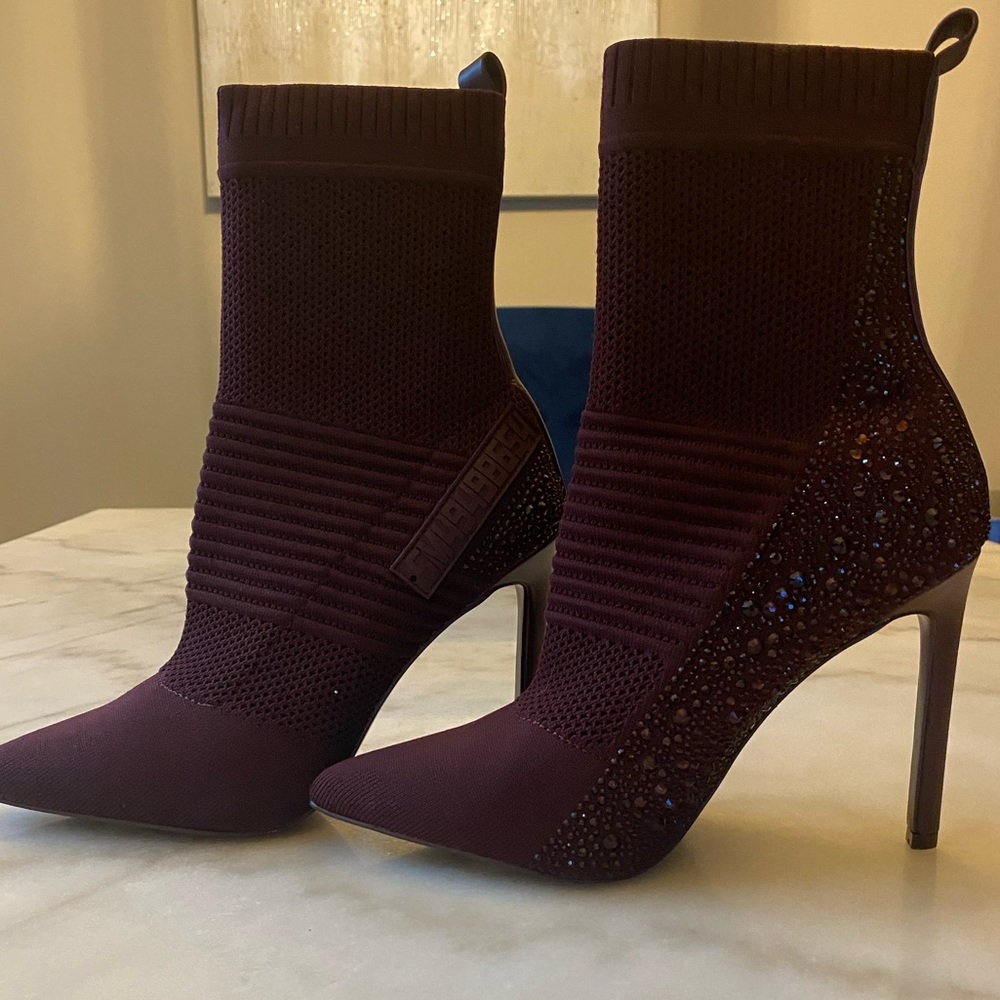 Steve Madden Deep Red Textured Heeled Boots